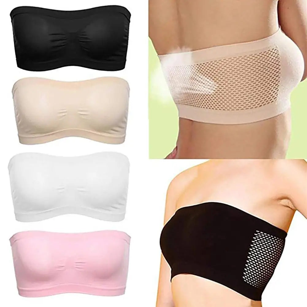 Sports Fitness Women Tube Tops Breathable Strapless Hollow Back Bra Seamless Sport Underwear