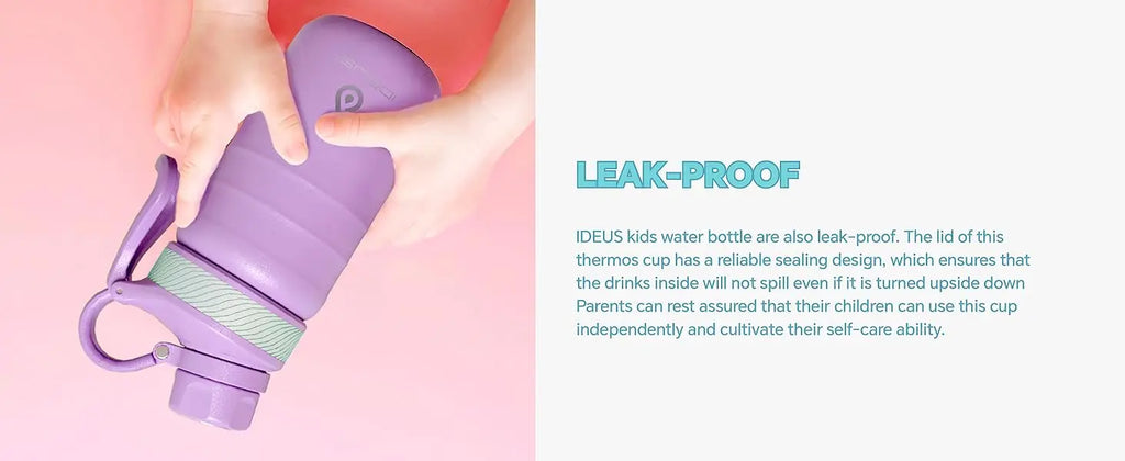 Ideus Insulated Cup Children'S Water Bottle 12oz Vacuum Stainless Steel Insulated Water Bottle With Double Lid Leak-Proof Cup