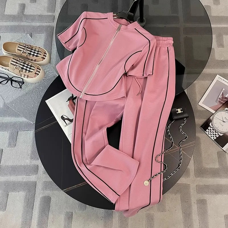 Women's Sportswear Set Summer New Casual Wide-leg Pants Two-piece Set