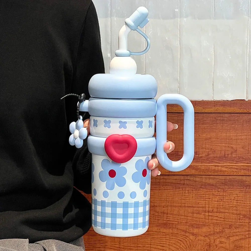 920ML Insulated Thermos with Handle Stainless Steel Thermos Coffee Cup Handheld Easy To Drink Sports Water Kettle Car Cups