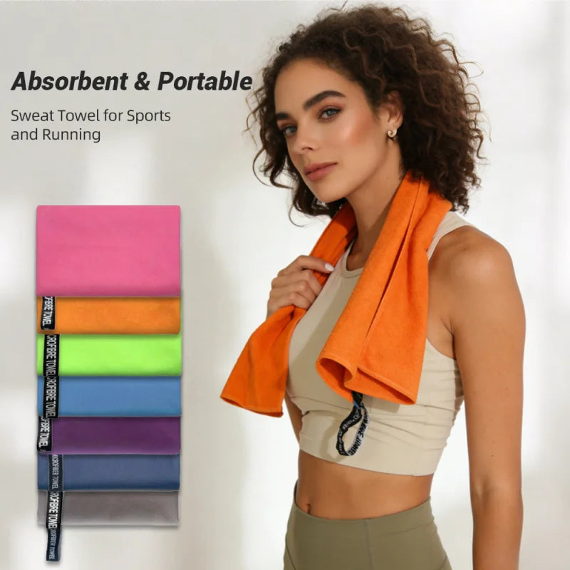 2 Pcs Double-Sided Fleece Sports Sweat Towels 40x80cm, Soft Absorbent Skin-Friendly Lint-Free Towels for Sports Running Gym