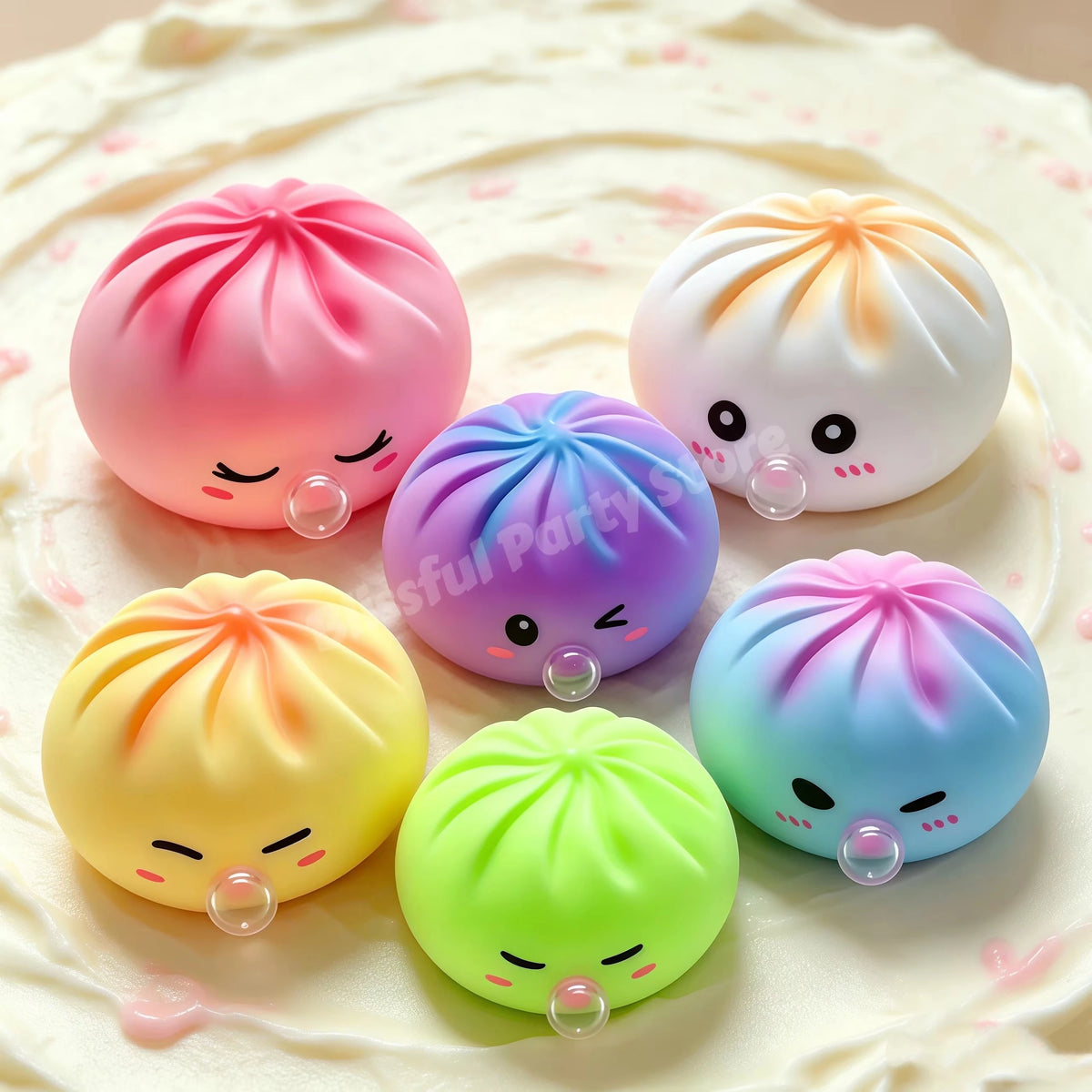 Bubble-Blowing Dumpling Squishy Soft Squeeze Buns Stress Relief Squeeze Ball Office Home Decorat Adults Perfect Gifts Fidgets