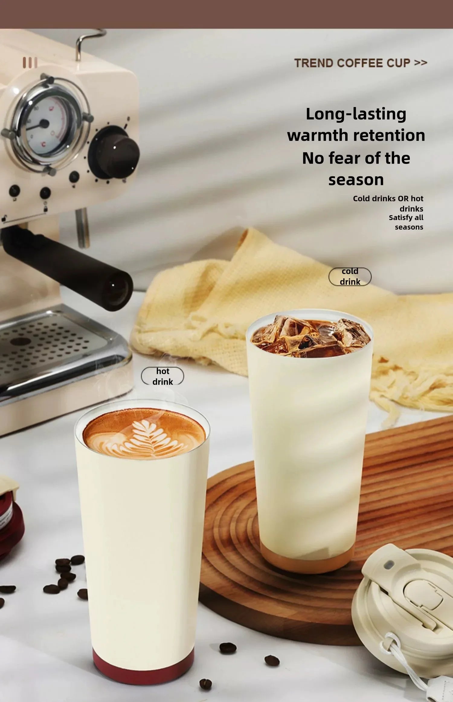 Ceramic Lined Insulated Cup Travel Coffee Cup with Sealed Lid Reusable Ceramic Lining High Aesthetic Value