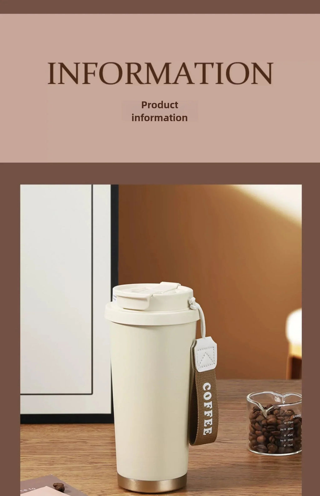Ceramic Lined Insulated Cup Travel Coffee Cup with Sealed Lid Reusable Ceramic Lining High Aesthetic Value