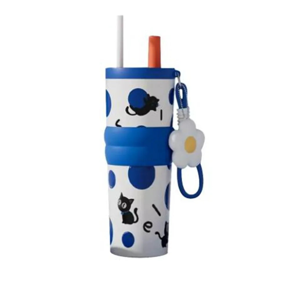 710ML Insulated Cup Stainless Steel Ceramic Coated Vacuum Cup with Lifting Rope Insulation or Cooling Thermal Water Bottle Car