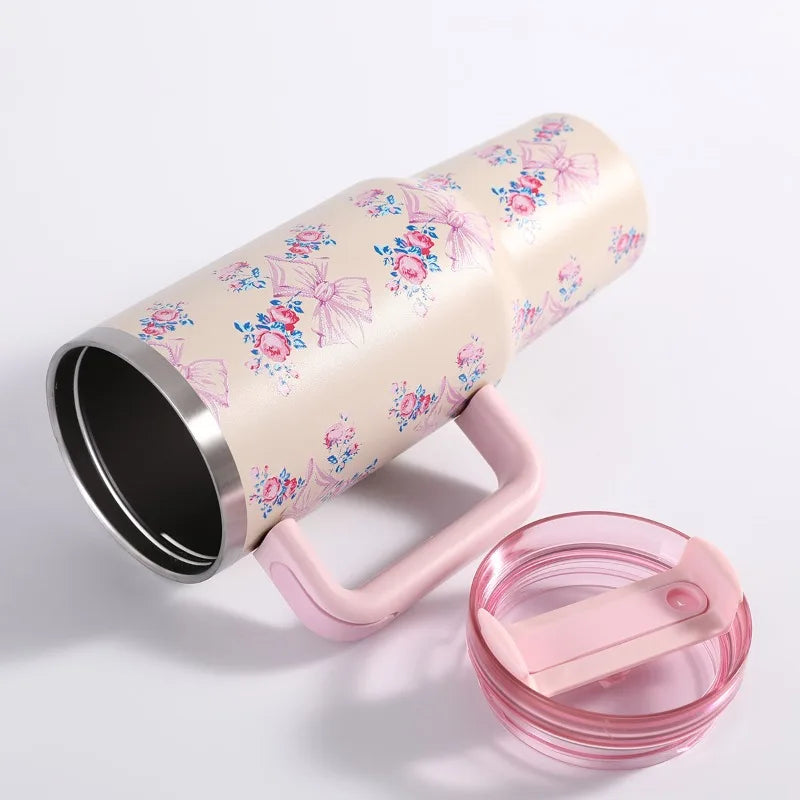 Car portable 304 stainless steel insulated cup 40oz large capacity with handle for cold insulation, suitable for outdoor use