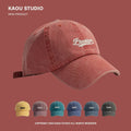 Washed-out Vintage Embroidered Baseball Cap Female Big Head Circumference Hat Male Versatile Couple Wide Brim Soft Peaked Cap
