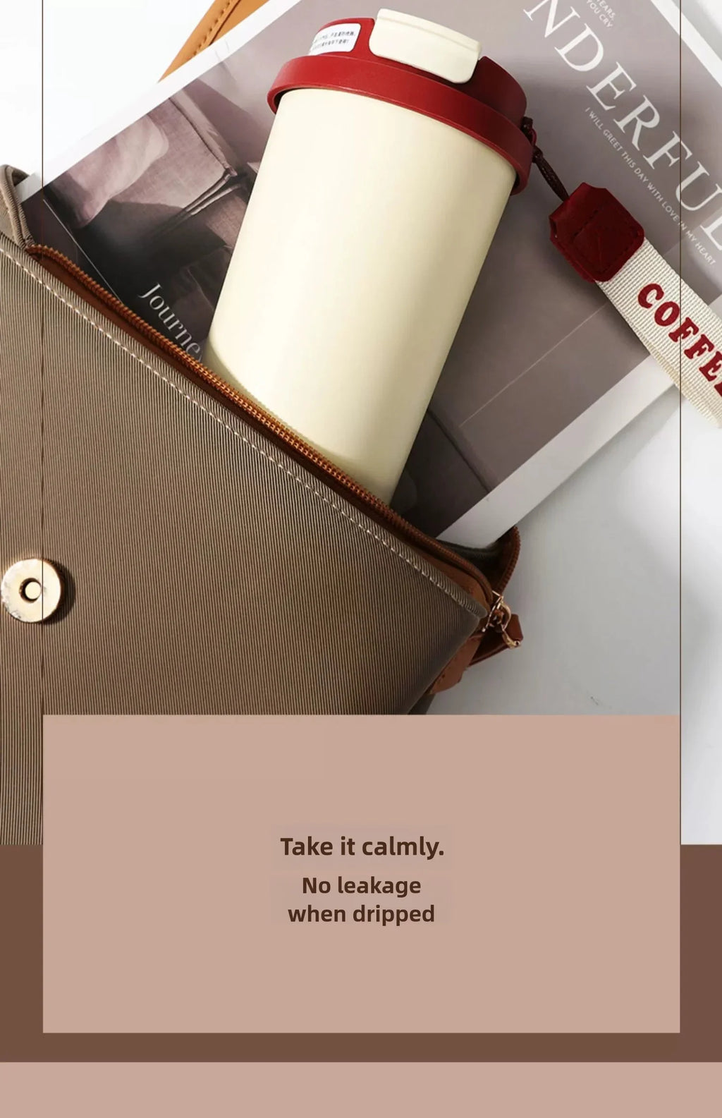 Ceramic Lined Insulated Cup Travel Coffee Cup with Sealed Lid Reusable Ceramic Lining High Aesthetic Value