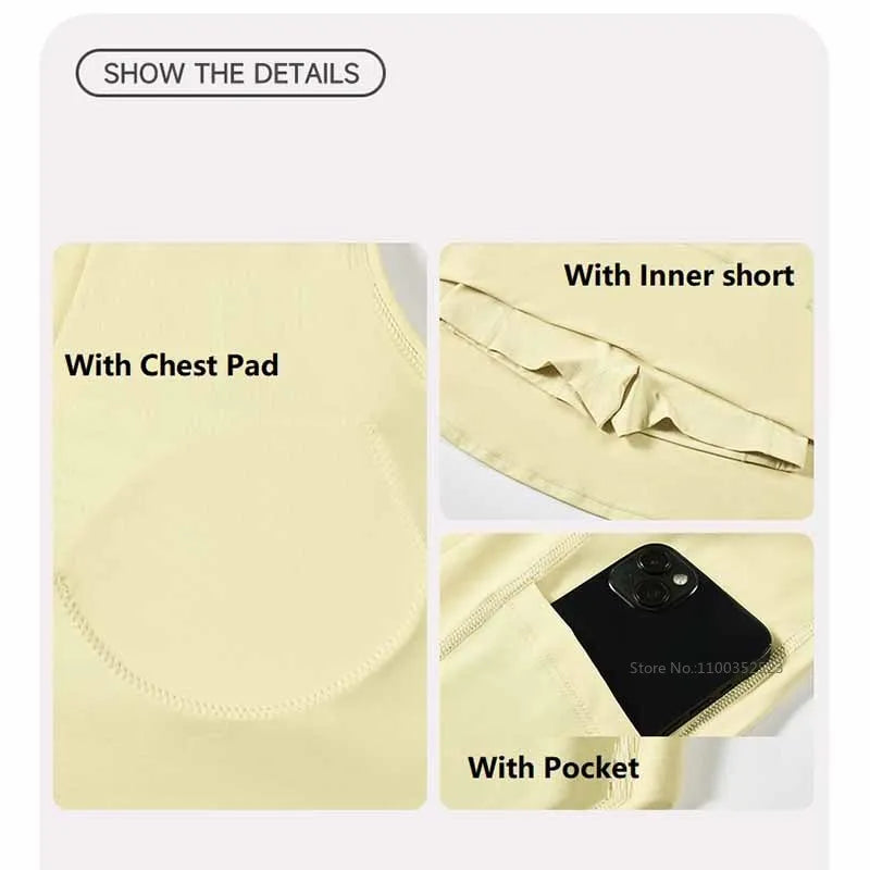 New Sports Dresses Women Tennis Dress Polo Lapel V-Neck Fitness Outfits Golf Skirt with Bra