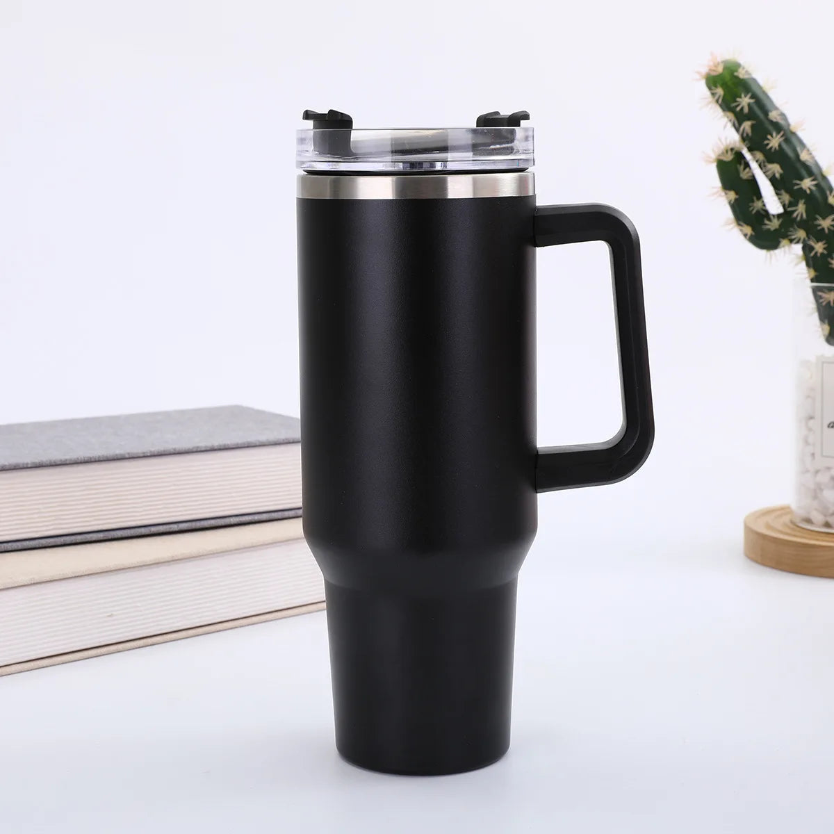 40oz Stainless Steel Insulated Car Mug Large Capacity Portable Travel Cup with Handle And Straw for Hot And Cold Beverages