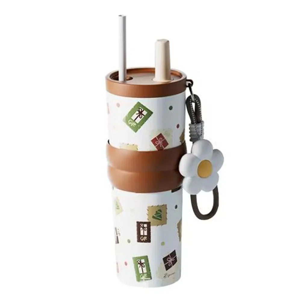 710ML Insulated Cup Stainless Steel Ceramic Coated Vacuum Cup with Lifting Rope Insulation or Cooling Thermal Water Bottle Car