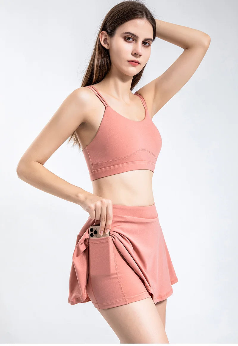 Women Yoga Shorts For Sport Running Pleated Tennis Skirt Female Golf Wear Soft Badminton Workout Skorts Gym Summer Outfit