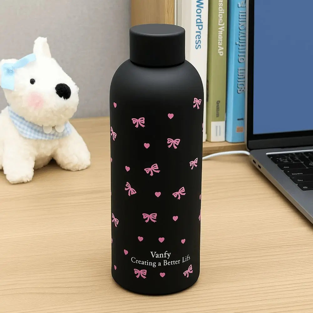 500ml Insulated Cup Stainless Steel Bowknot Dachshund Thermal Car Cup Double Wall Small-mouth Travel Insulated Flask