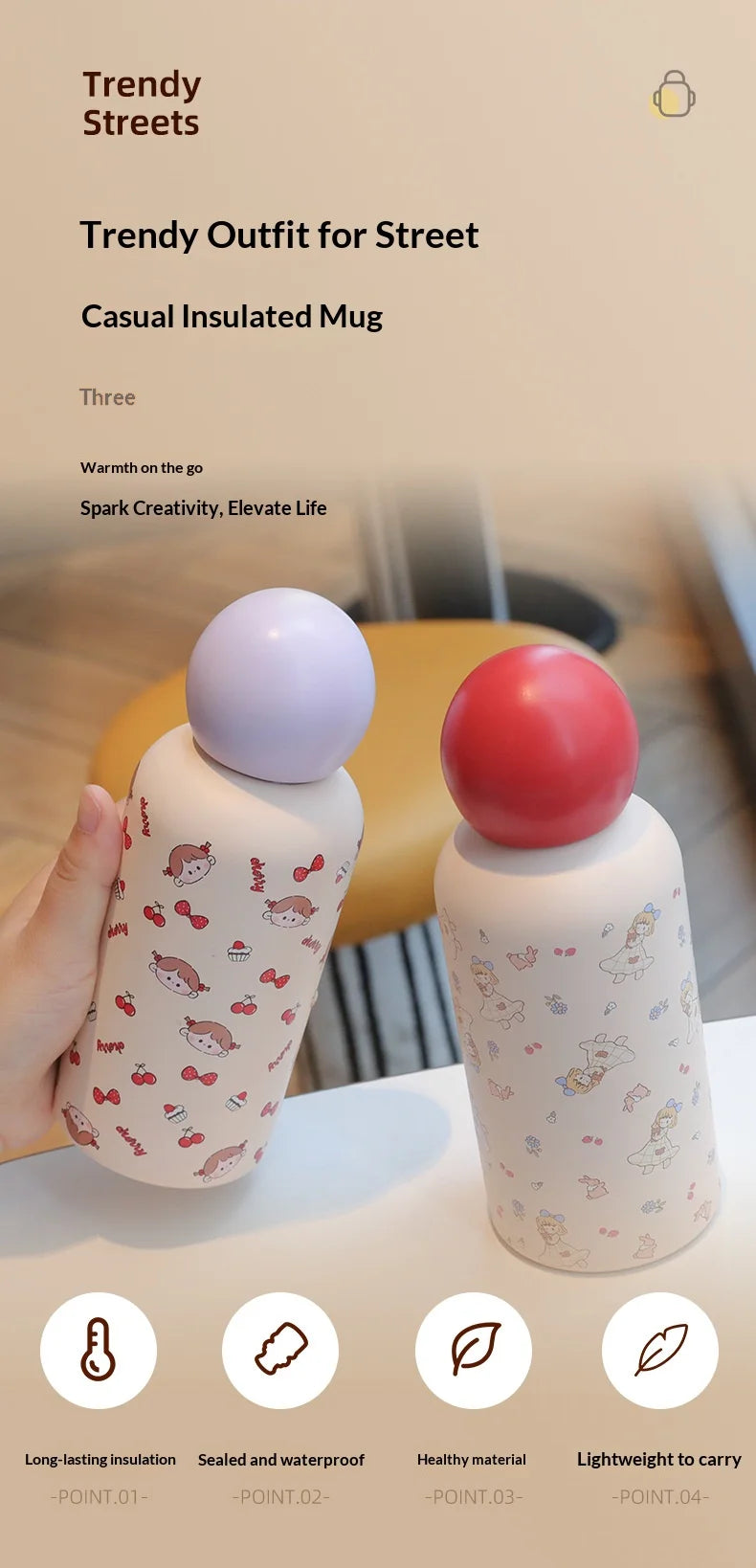 Creative Children's Insulated Cups Sports Water Cups Light Luxury and High-end Daily Necessities Outdoor Student Mini Cups