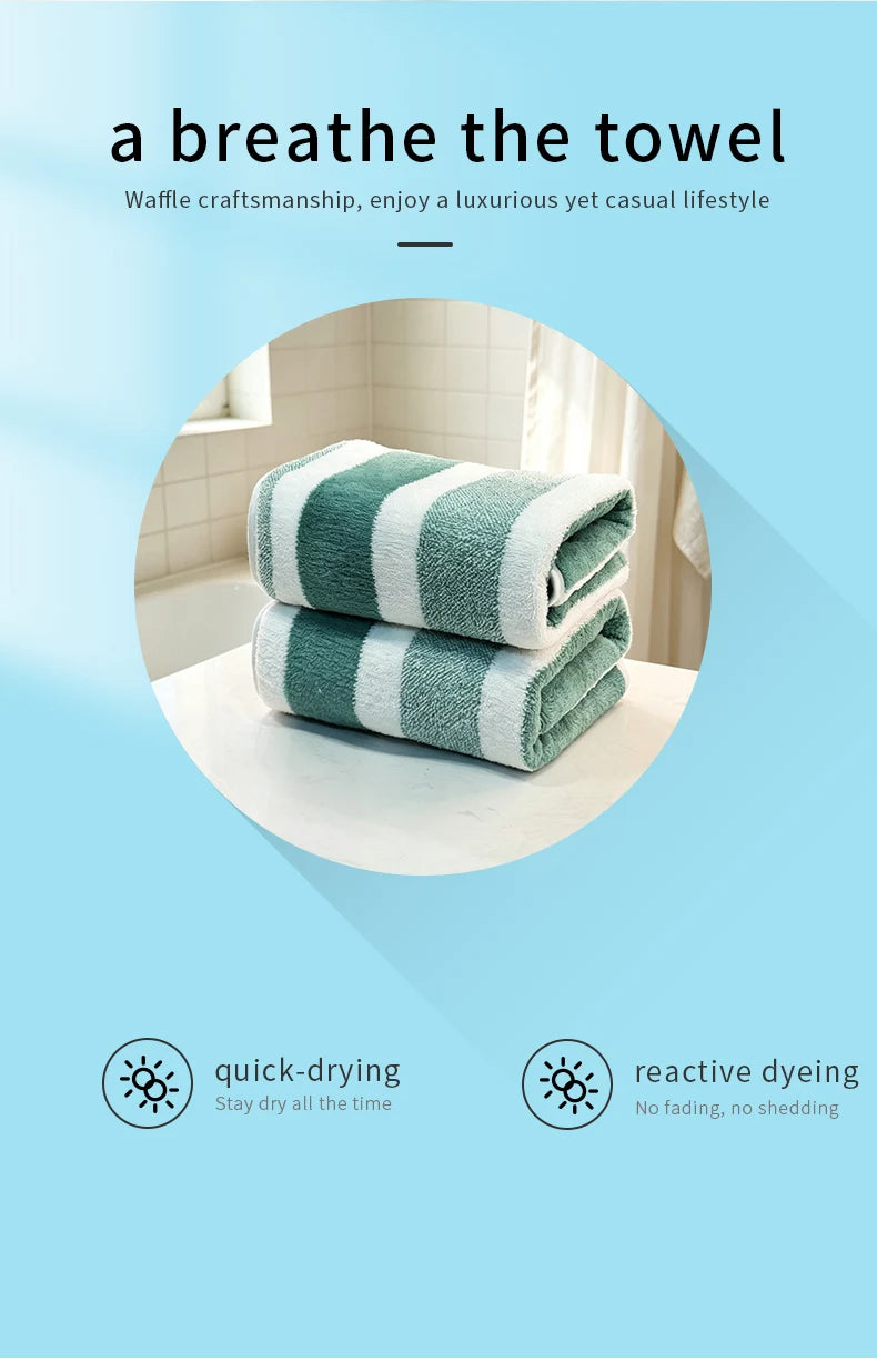 2-pack towels with strong water absorption, quick drying, no shedding, and durability - very suitable for home, beach, and face