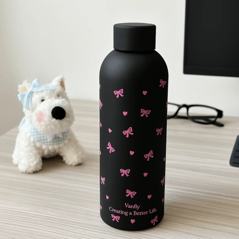 500ml Insulated Cup Stainless Steel Bowknot Dachshund Thermal Car Cup Double Wall Small-mouth Travel Insulated Flask