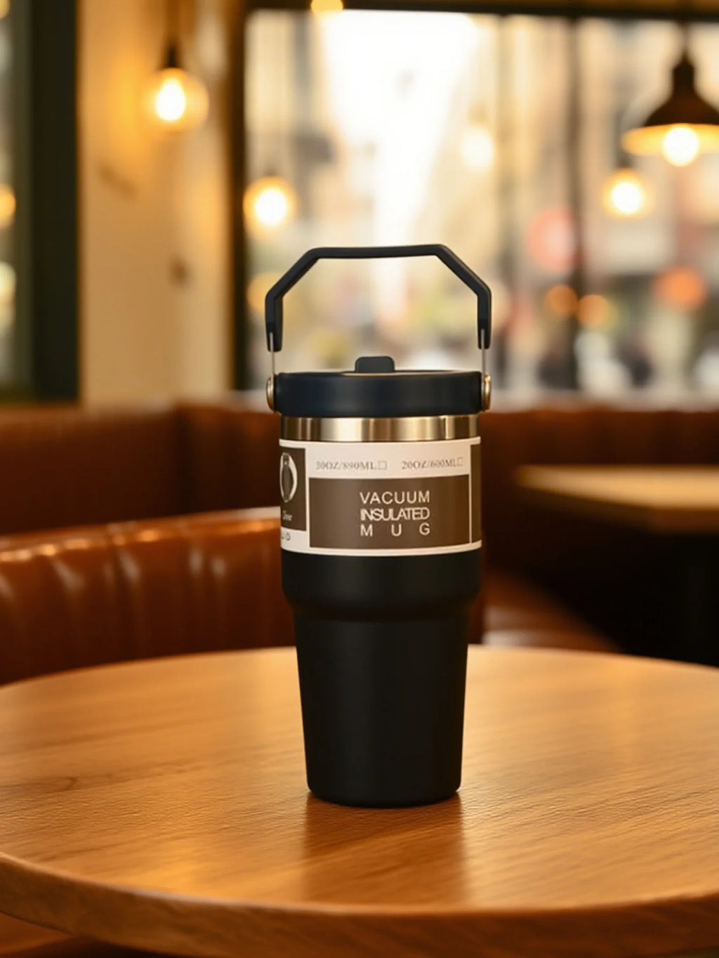 30-ounce insulated travel cup with handle, stainless steel double-wall vacuum milk cup