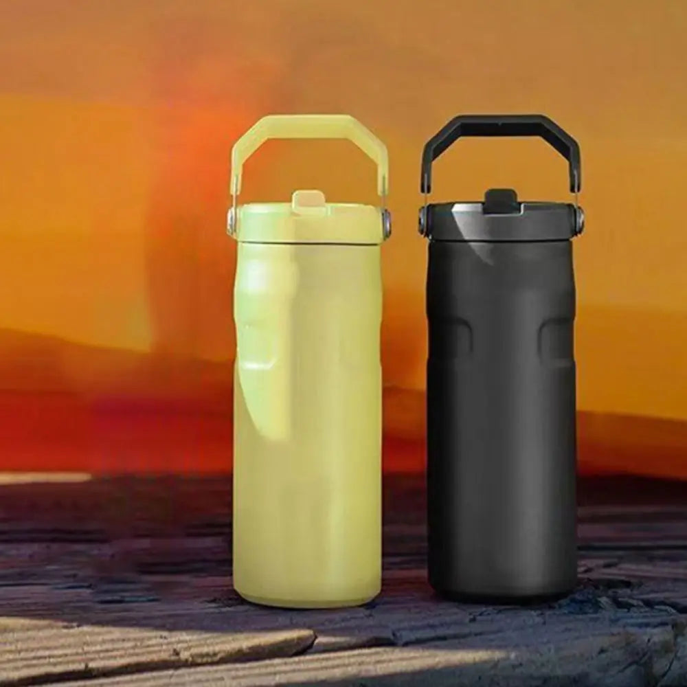 Portable Stainless Steel Insulated Sports Bottle Leak Proof Double-Layer Vacuum Bottle 16oz Thermal Cup Outdoor