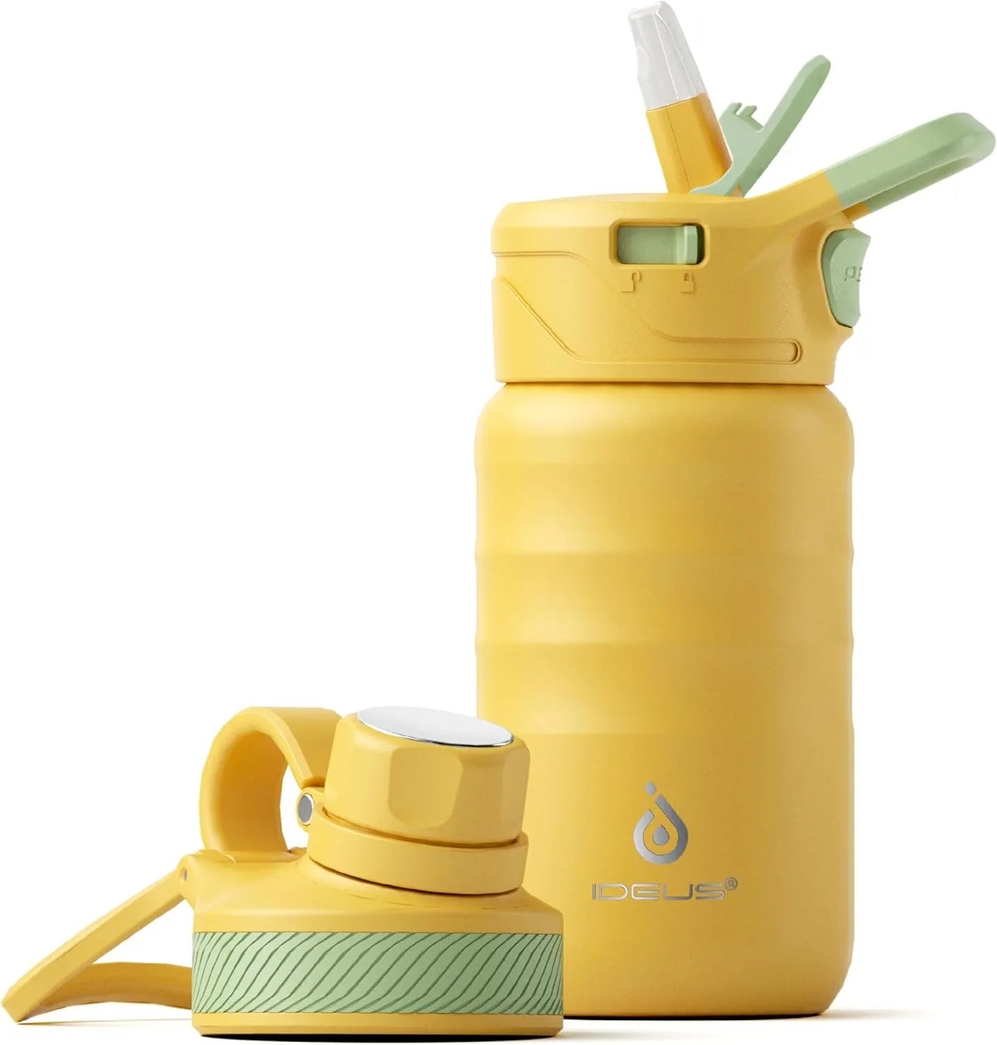 Ideus Insulated Cup Children'S Water Bottle 12oz Vacuum Stainless Steel Insulated Water Bottle With Double Lid Leak-Proof Cup