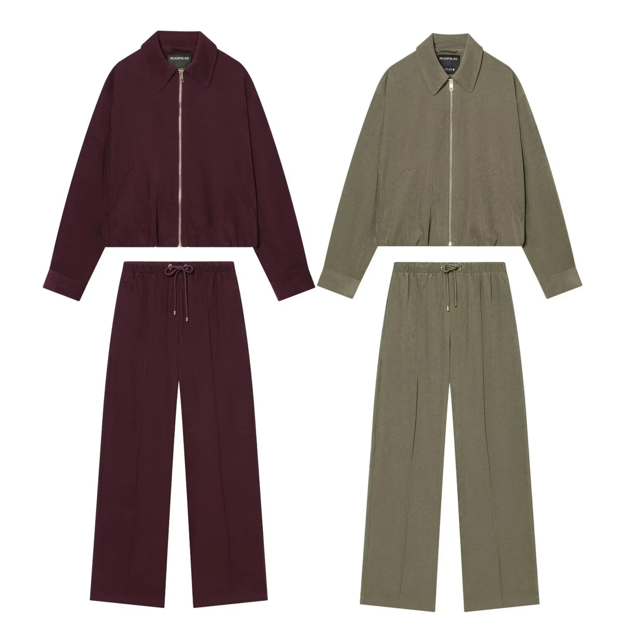 Women's Casual Sport Long Pants Sets Or Female Spring Autumn Long-Sleeve Loose Simple Pilot Jacket Or Lady Wide-Leg Trousers