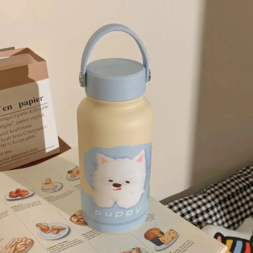 Water Bottle 900ml Insulated Water Bottle With Straw Leak-proof Portable Insulation Cup Hot Drink Cartoon Thermal Cup Student