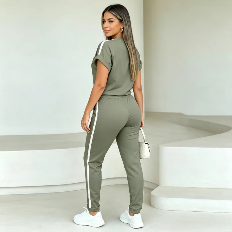 Women Sport Pant Set Two Piece Lace Up Elastic Waist Y2k Streetwear 2026 summer