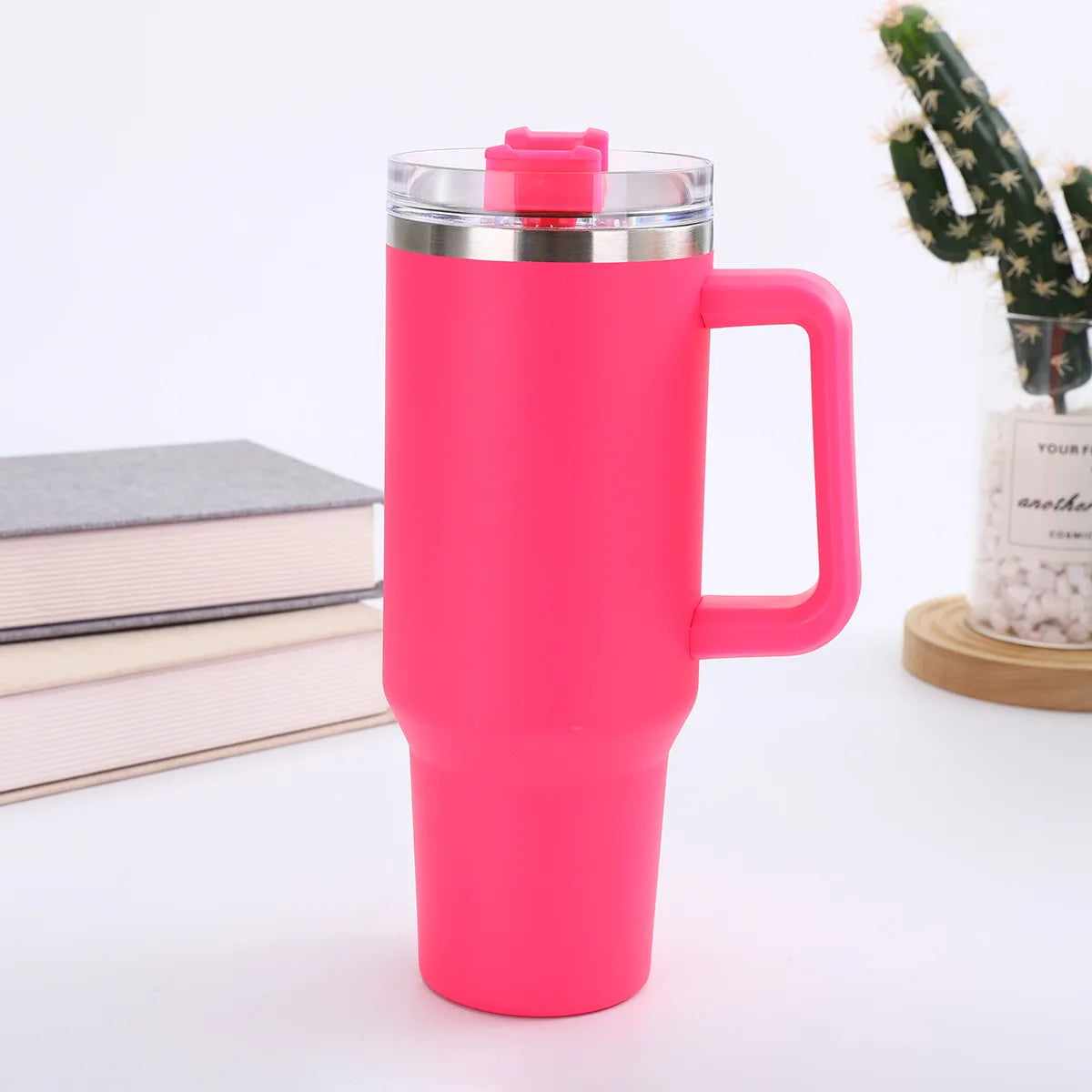 40oz Stainless Steel Insulated Car Mug Large Capacity Portable Travel Cup with Handle And Straw for Hot And Cold Beverages