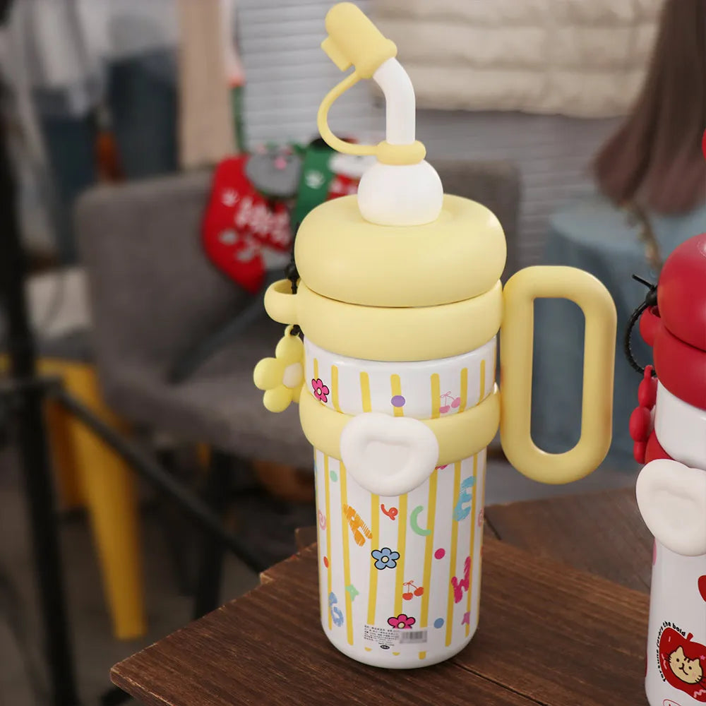920ML Insulated Thermos with Handle Stainless Steel Thermos Coffee Cup Handheld Easy To Drink Sports Water Kettle Car Cups