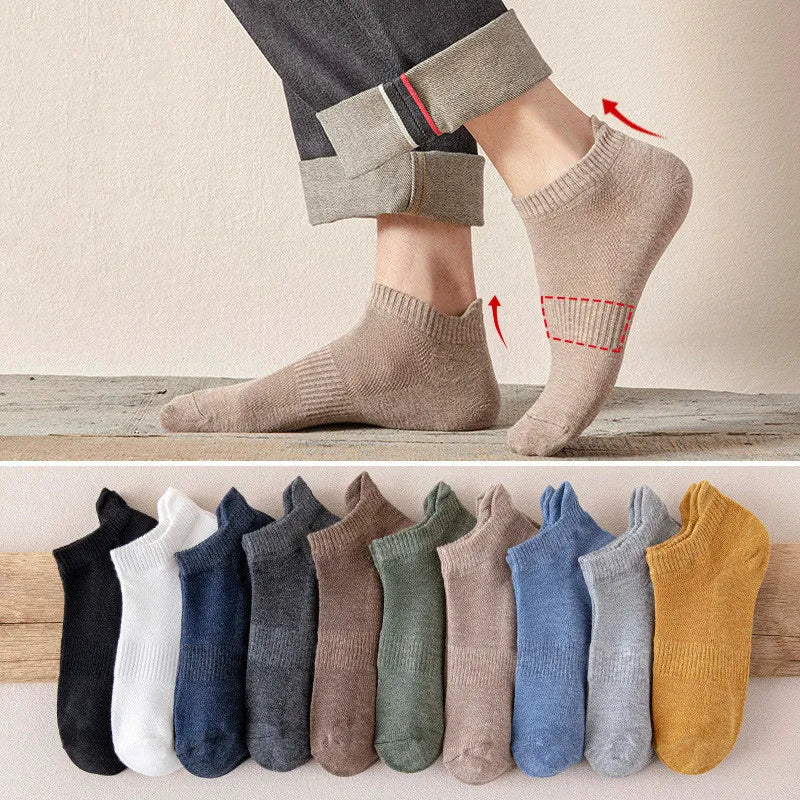 Mens Sport Socks Casual Fashion Solid Color Low Cut Ankle Socks Men Male Spring Summer Thin Cotton Breathable Short Socks Gifts