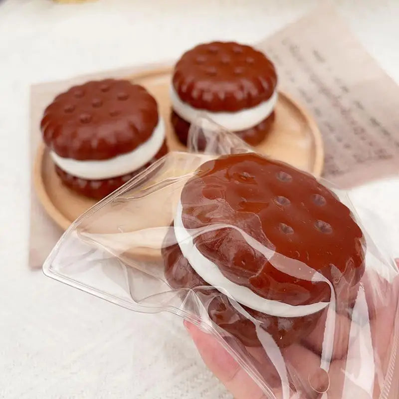 Sensory Squishy Sandwich Cookies Squeeze Toy for Hand Exercising Stress Relief Slow Rising Fidget for Office Home Use