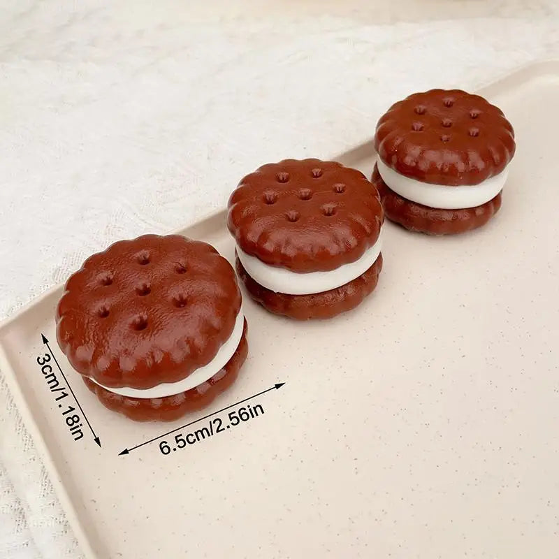 Sensory Squishy Sandwich Cookies Squeeze Toy for Hand Exercising Stress Relief Slow Rising Fidget for Office Home Use