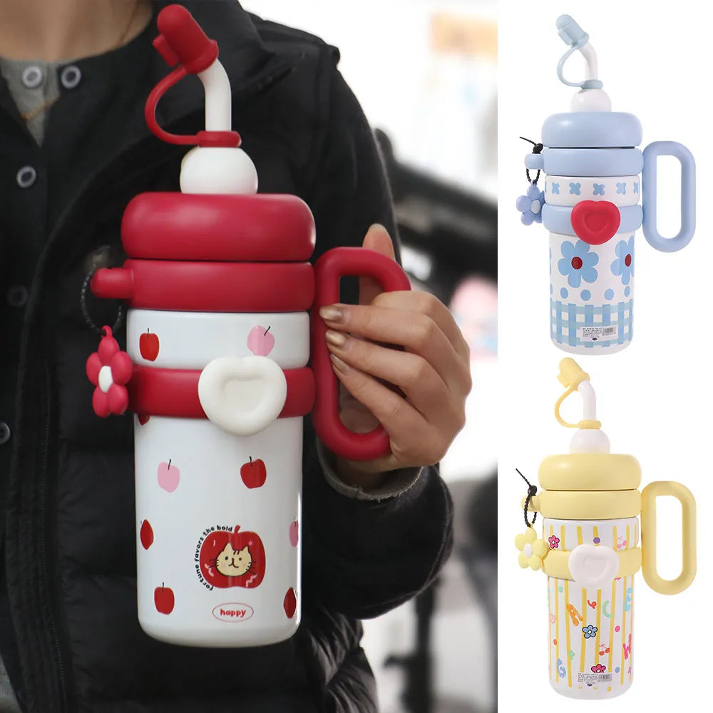 920ML Insulated Thermos with Handle Stainless Steel Thermos Coffee Cup Handheld Easy To Drink Sports Water Kettle Car Cups