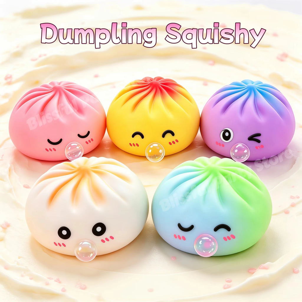 Bubble-Blowing Dumpling Squishy Soft Squeeze Buns Stress Relief Squeeze Ball Office Home Decorat Adults Perfect Gifts Fidgets