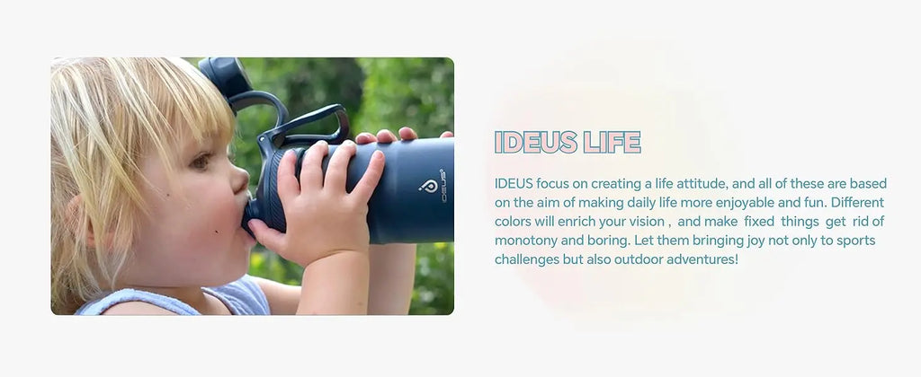 Ideus Insulated Cup Children'S Water Bottle 12oz Vacuum Stainless Steel Insulated Water Bottle With Double Lid Leak-Proof Cup