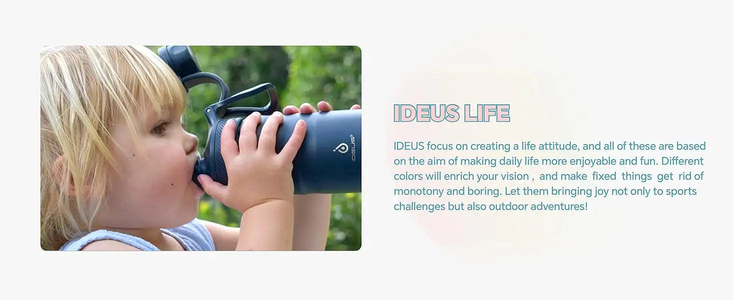 Ideus Insulated Cup Children'S Water Bottle 12oz Vacuum Stainless Steel Insulated Water Bottle With Double Lid Leak-Proof Cup