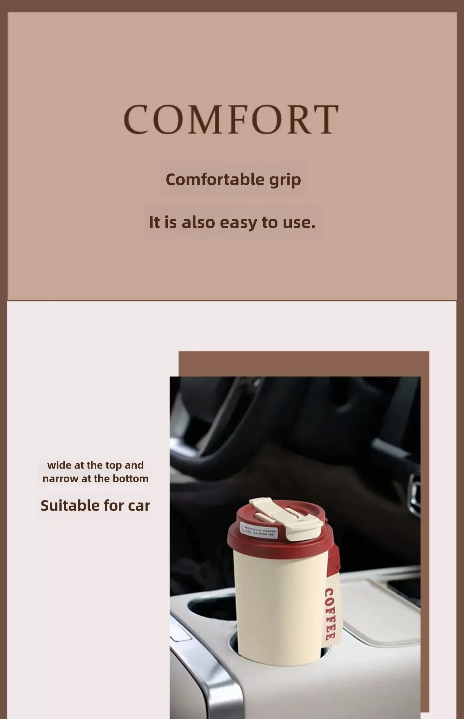 Ceramic Lined Insulated Cup Travel Coffee Cup with Sealed Lid Reusable Ceramic Lining High Aesthetic Value