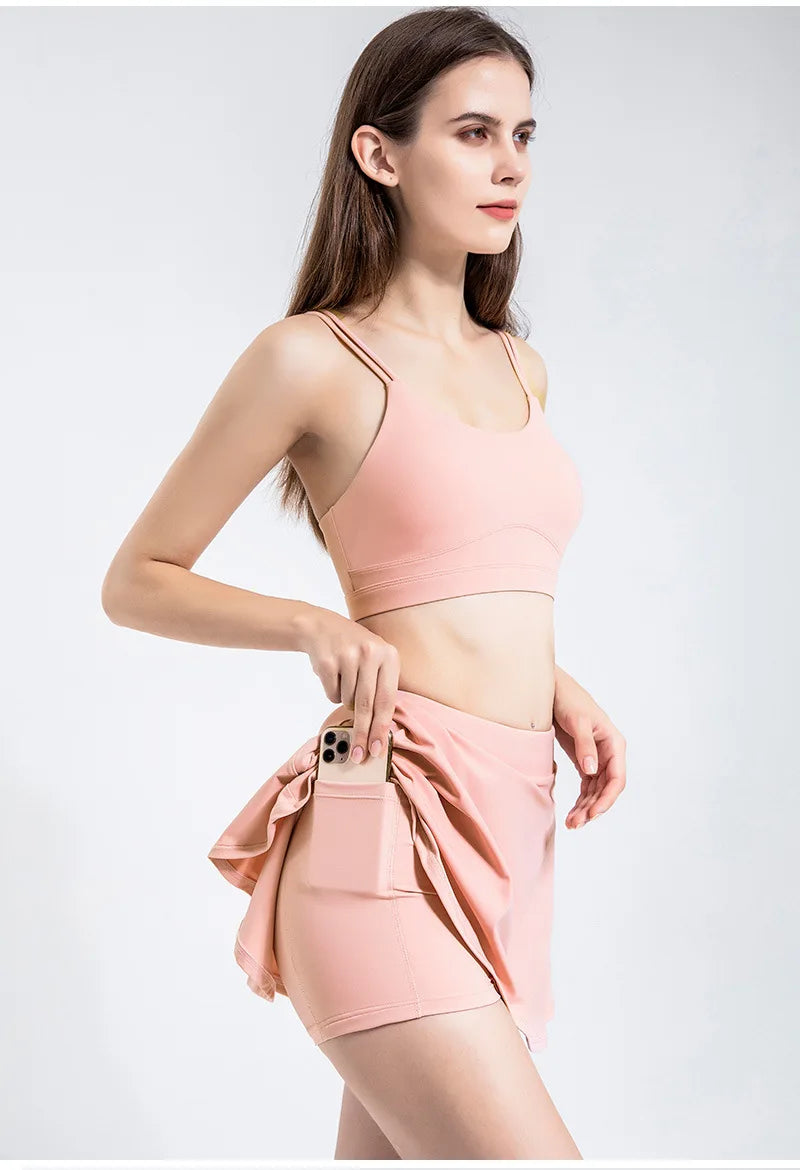Women Yoga Shorts For Sport Running Pleated Tennis Skirt Female Golf Wear Soft Badminton Workout Skorts Gym Summer Outfit