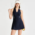 New Sports Dresses Women Tennis Dress Polo Lapel V-Neck Fitness Outfits Golf Skirt with Bra