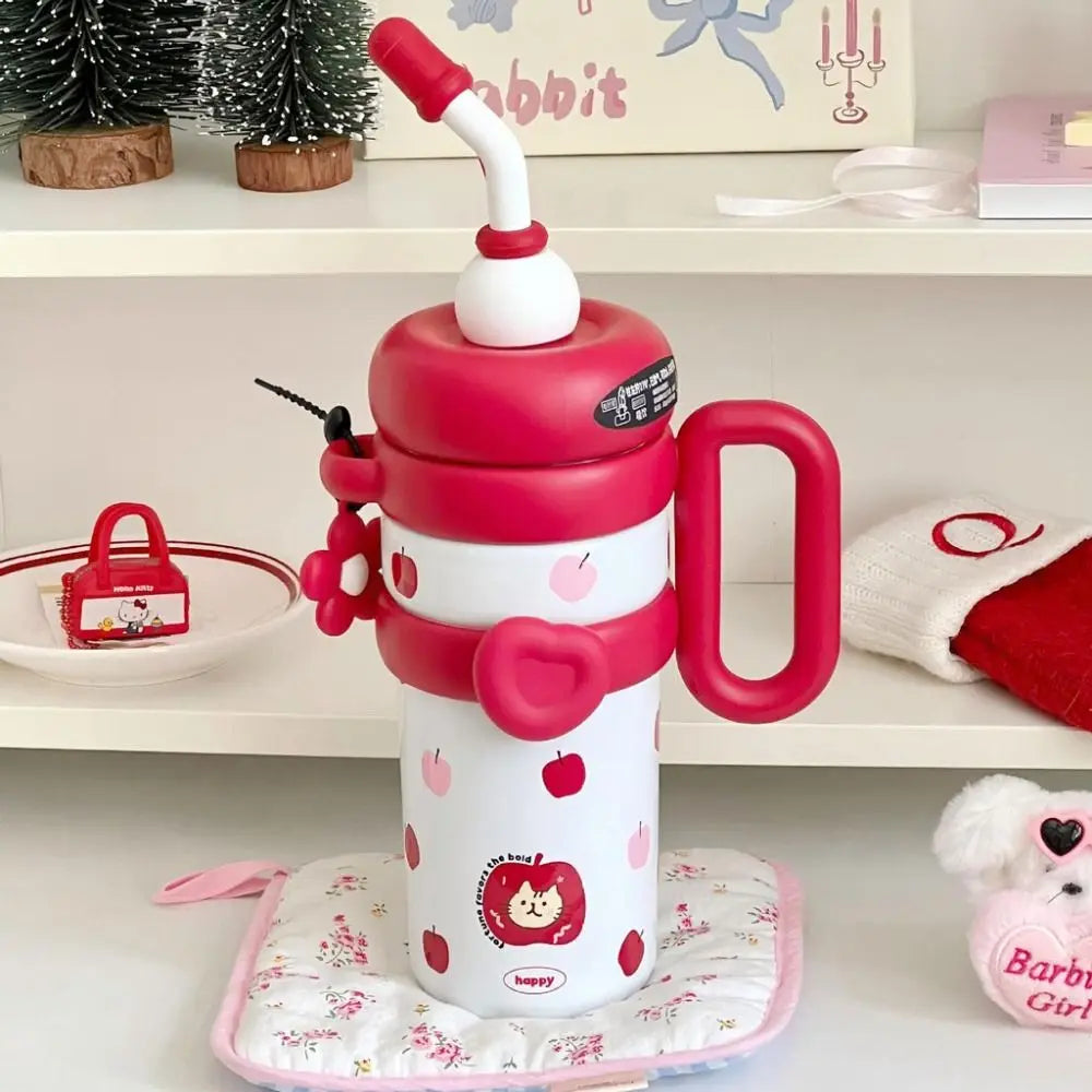 920ML Insulated Thermos with Handle Stainless Steel Thermos Coffee Cup Handheld Easy To Drink Sports Water Kettle Car Cups