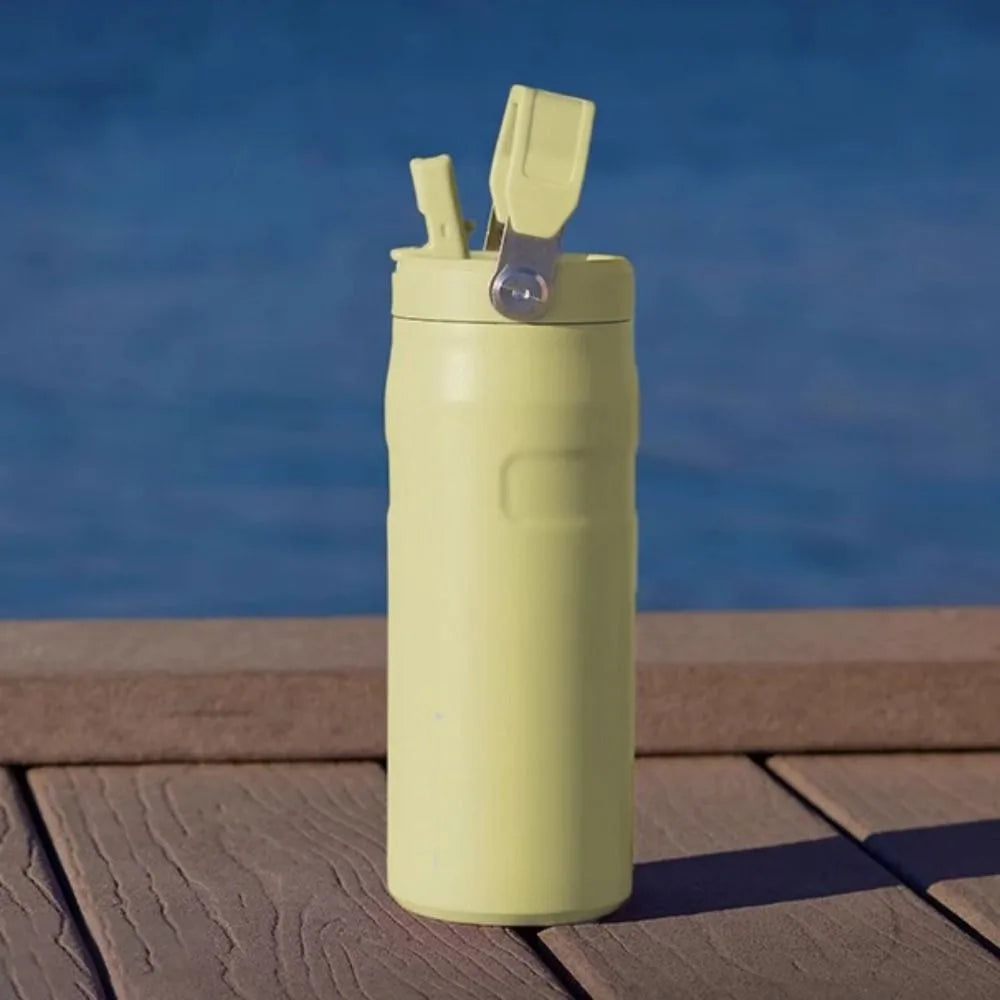 Portable Stainless Steel Insulated Sports Bottle Leak Proof Double-Layer Vacuum Bottle 16oz Thermal Cup Outdoor