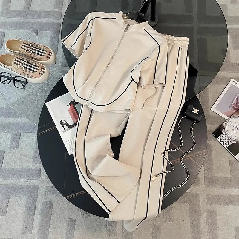 Women's Sportswear Set Summer New Casual Wide-leg Pants Two-piece Set