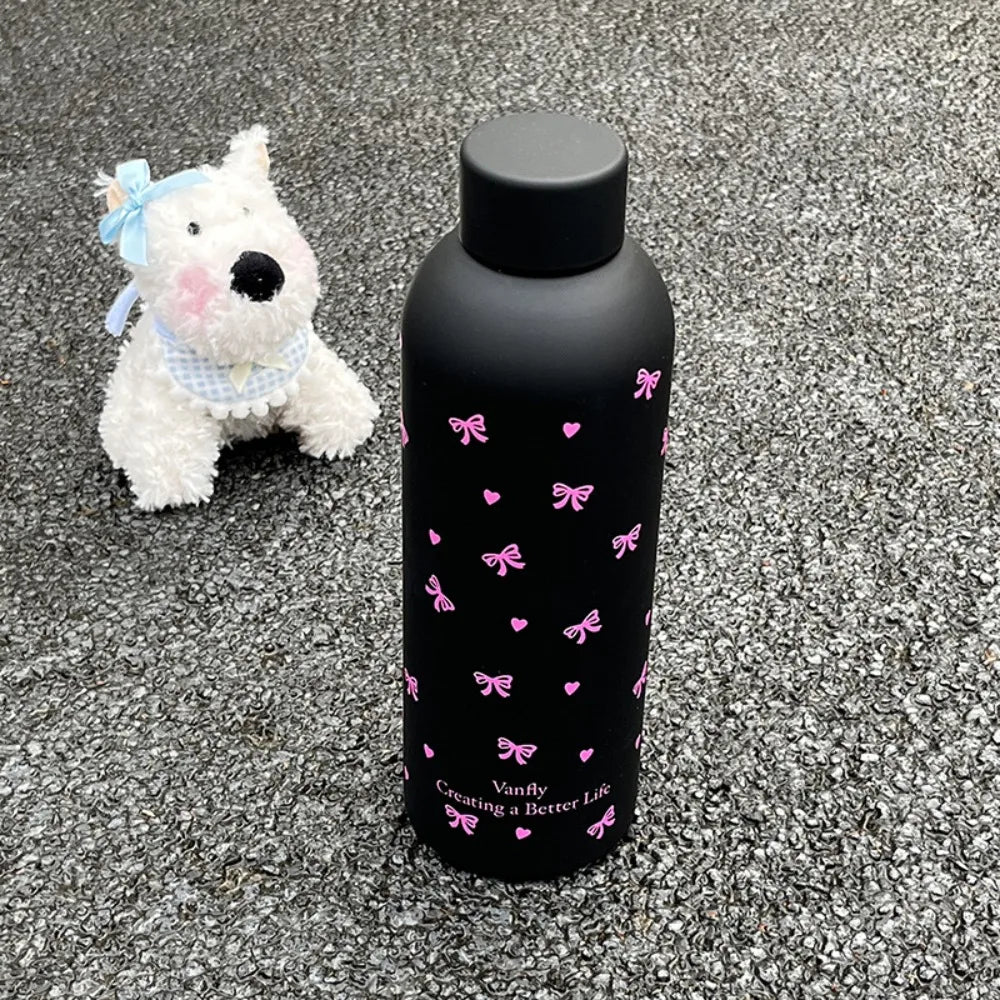 500ml Insulated Cup Stainless Steel Bowknot Dachshund Thermal Car Cup Double Wall Small-mouth Travel Insulated Flask