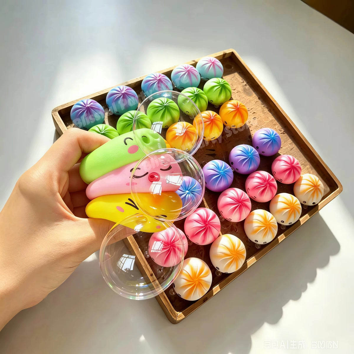 Bubble-Blowing Dumpling Squishy Soft Squeeze Buns Stress Relief Squeeze Ball Office Home Decorat Adults Perfect Gifts Fidgets