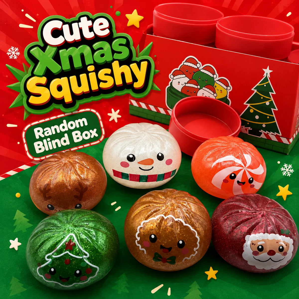 Holiday Dumpling Squishy Toy Random Color Slow Rising Squeeze Sensory Fidget Stress Relief Office Desk Decoration Gift