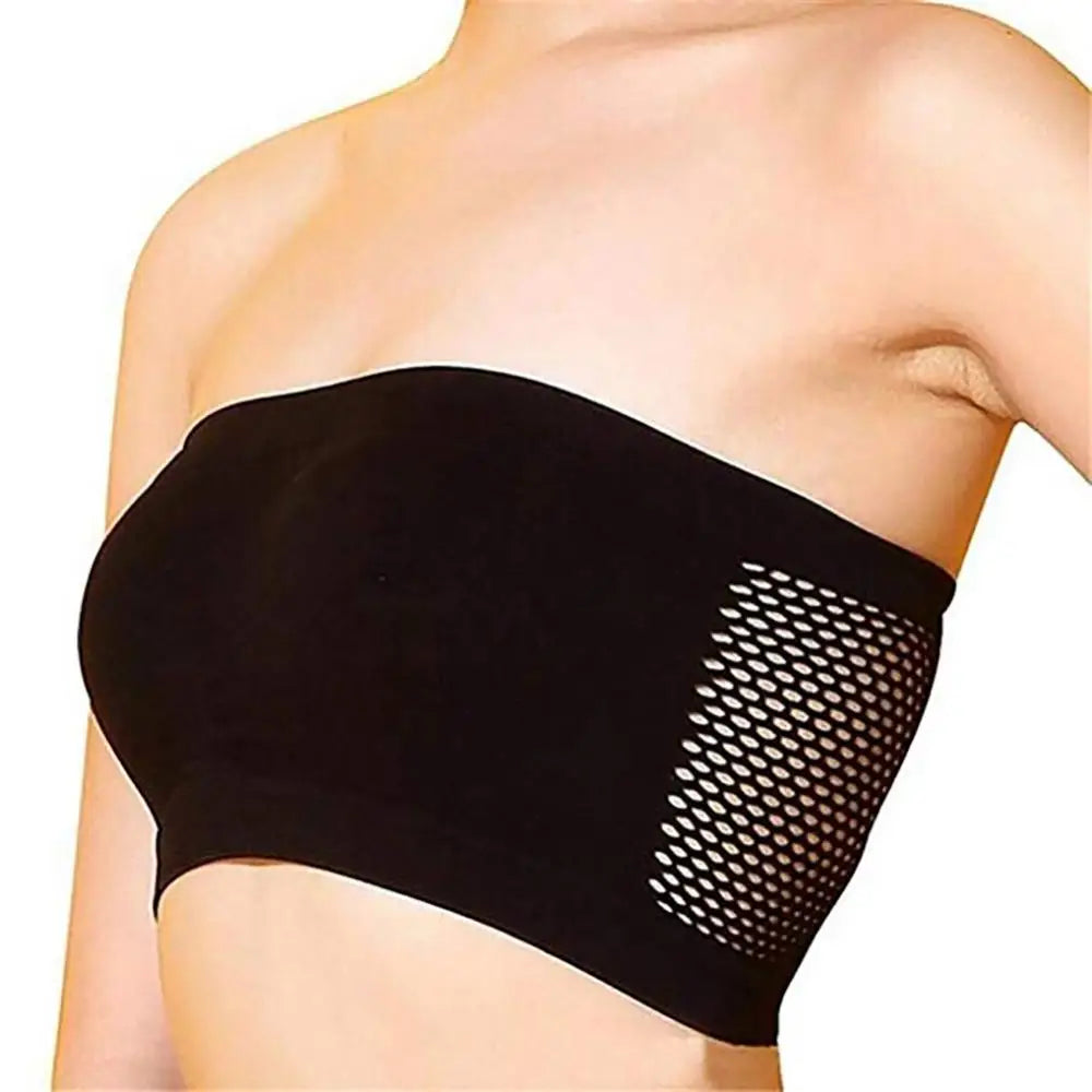 Sports Fitness Women Tube Tops Breathable Strapless Hollow Back Bra Seamless Sport Underwear