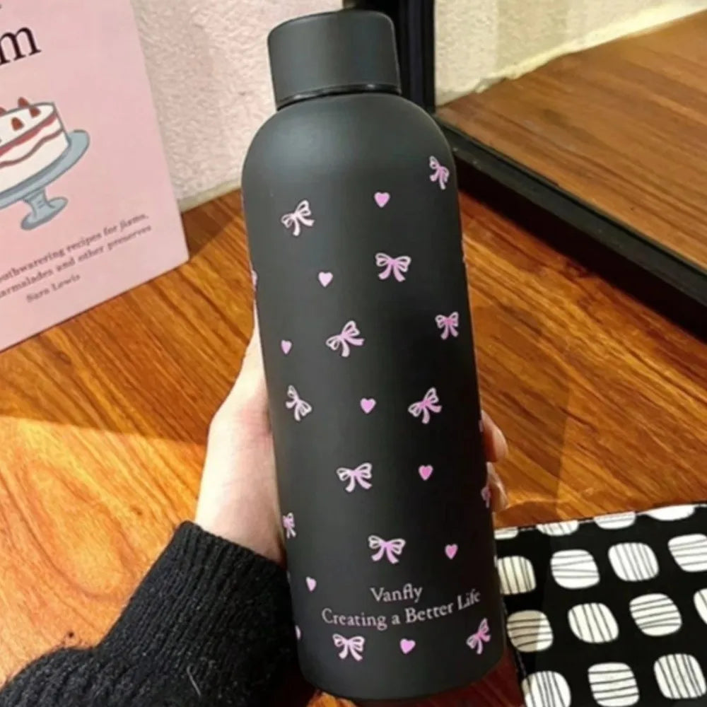 500ml Insulated Cup Stainless Steel Bowknot Dachshund Thermal Car Cup Double Wall Small-mouth Travel Insulated Flask